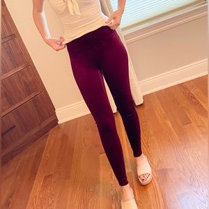 Spanx XS Velvet Leggings in Rich Burgundy